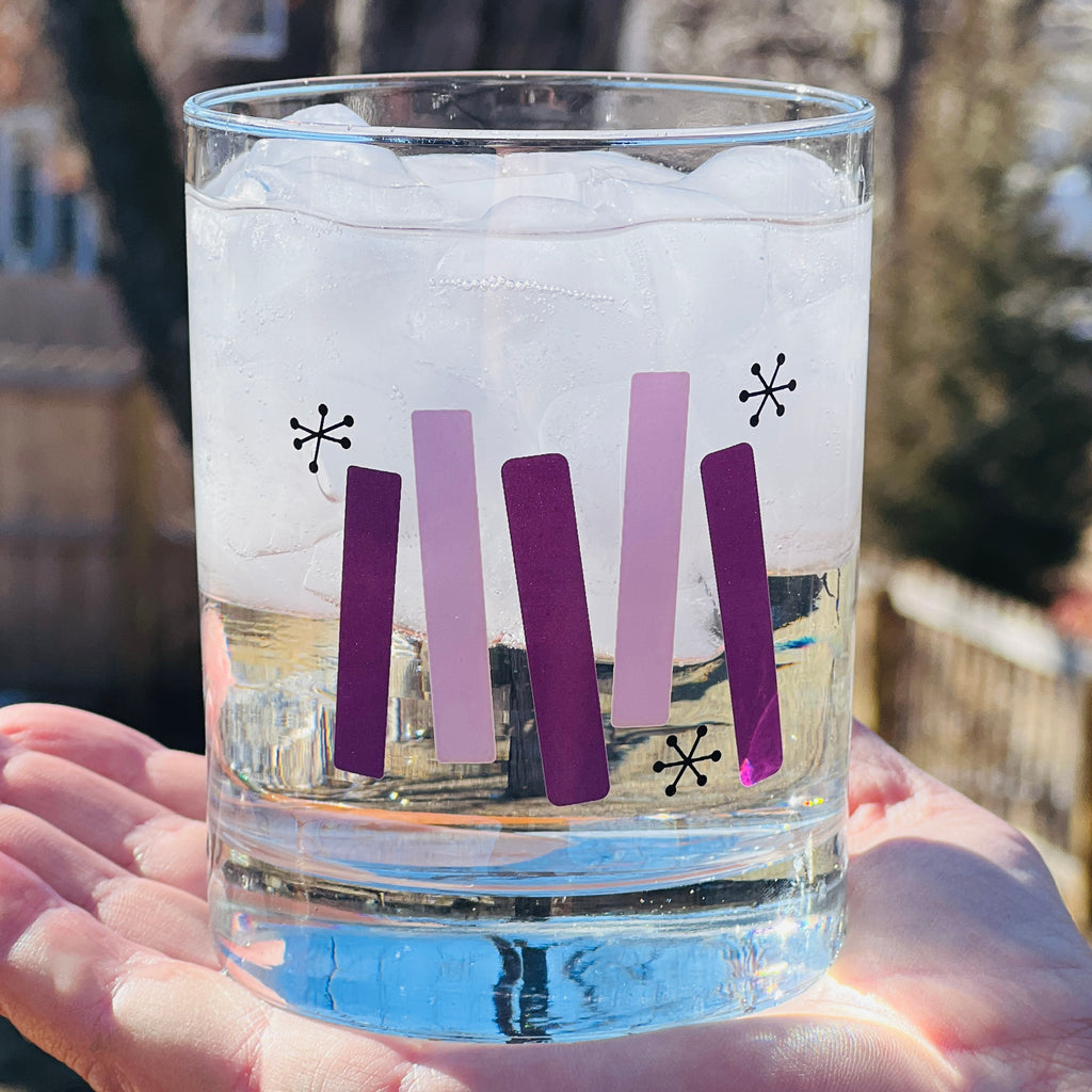 Purple and Lavender Cosmic Whiskey Glass Set of 4