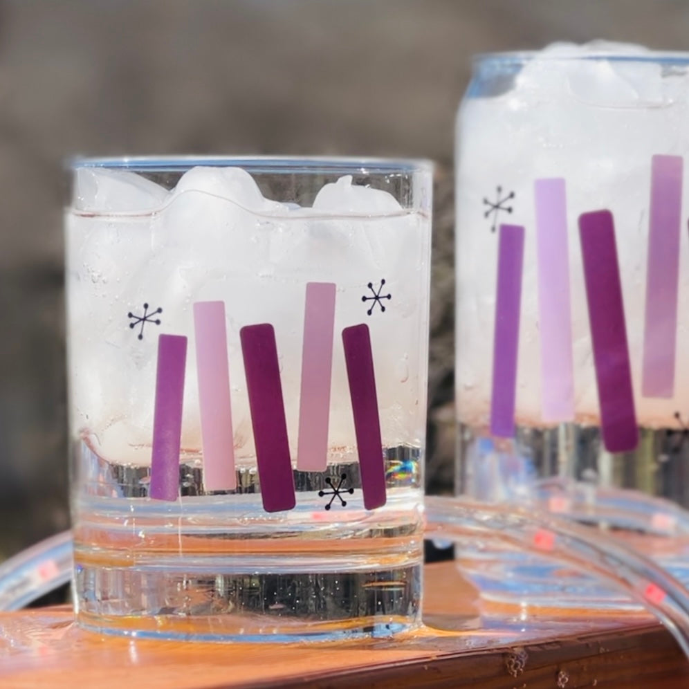 Purple and Lavender Cosmic Whiskey Glass Set of 2