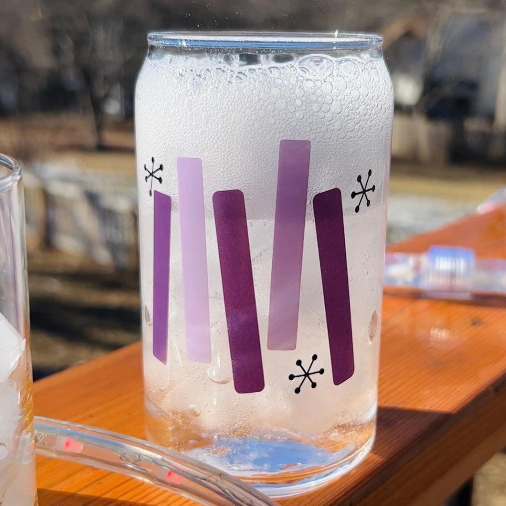 Purple and Lavender Cosmic Beer Can Glass Set of 2