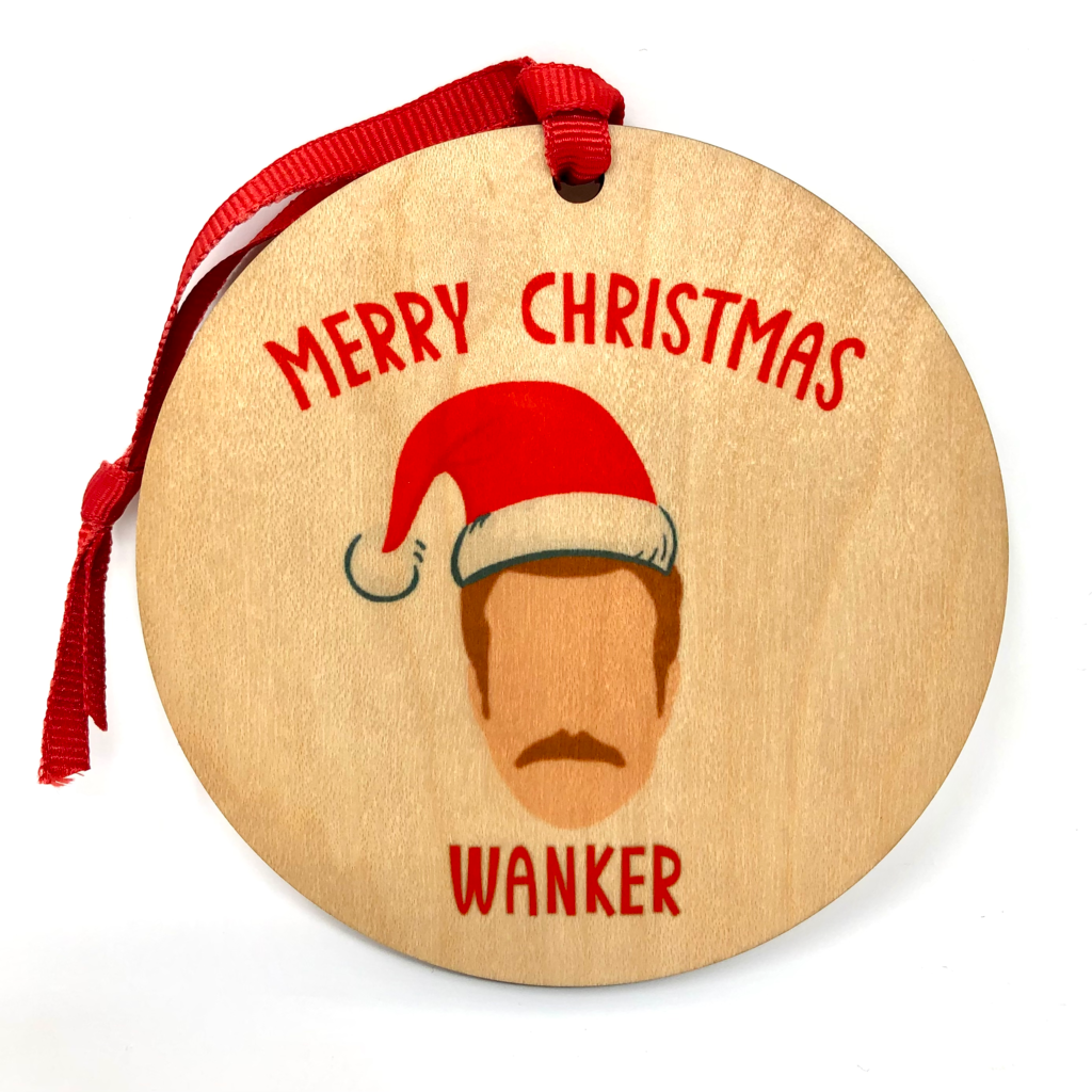 Merry Christmas Wanker Wood Ornament