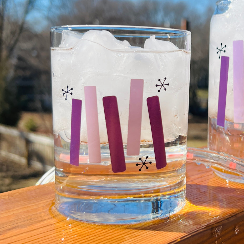 Purple and Lavender Cosmic Whiskey Glass Set of 2