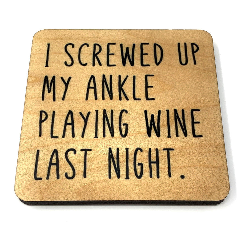 Wine. Wood Coaster